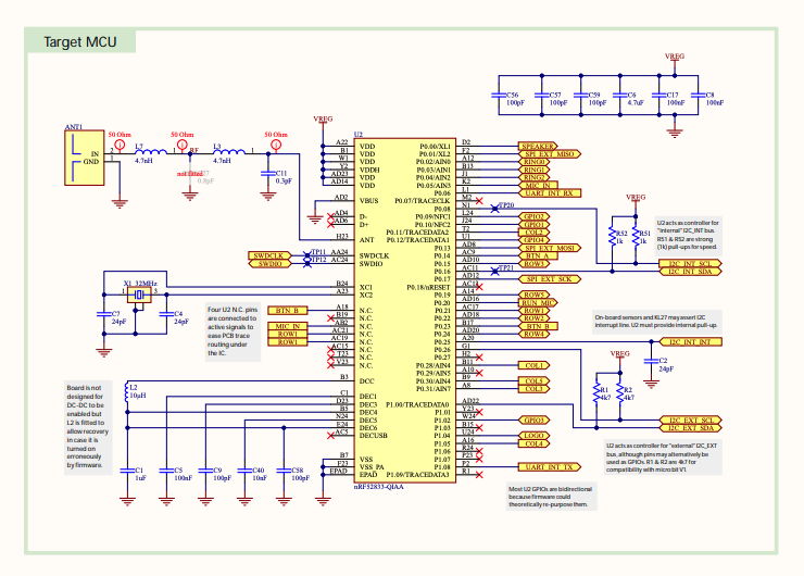 Schematic of the Microbit V2 Target MCU