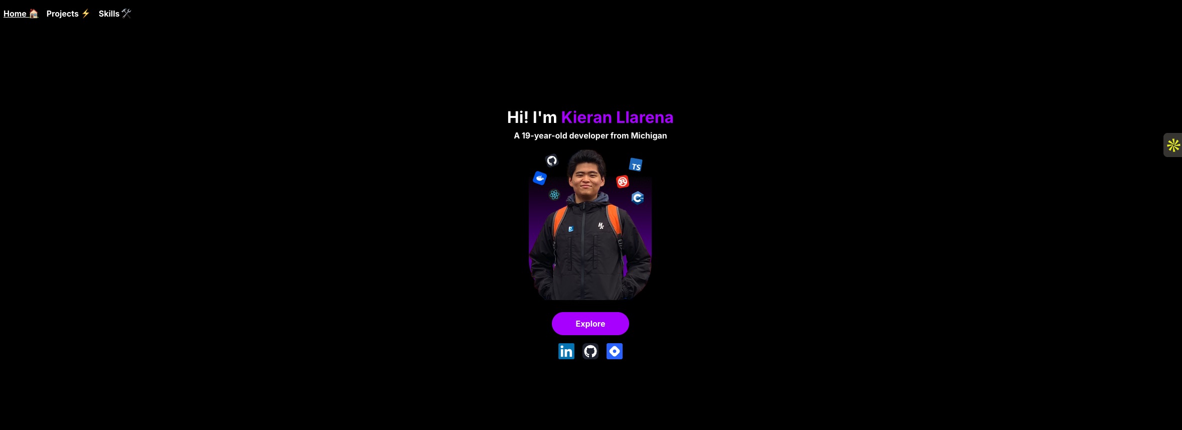 minimalist website with a picture of me